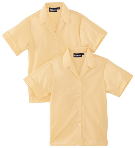 Blue Max Banner Girl's Revere Twin Pack Short Sleeve School Blouse