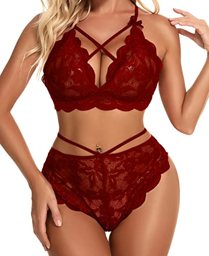 Namifin Women Lingerie Set Lace Bralette and Panty Set Strappy Lace Lingerie