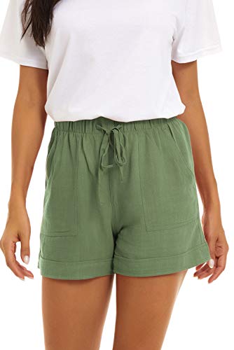 SMENG Ladies Shorts Size 16 Summer Solid Womens Shorts Workout Drawstring Shorts Lounge with Pockets Loose Casual Hot Pants