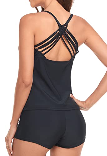 Sixyotie Women’s Swimwear Gradient Color Tankini Set Top with Shorts Low Waist Sporty Swimsuit Bikini