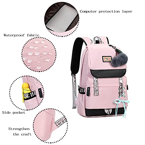 Asge Girls Backpack School Bags for Girls Nylon Waterproof College Rucksack Fashion Casual Daypack Women Bookbag Boys Schoolbag Teenagers Durable Unisex Student Backpacks