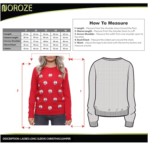 NOROZE Women's Christmas Tops Sweatshirts Sequin Jingle Bells HoHoHo Pug Mrs Claus Xmas Jumper
