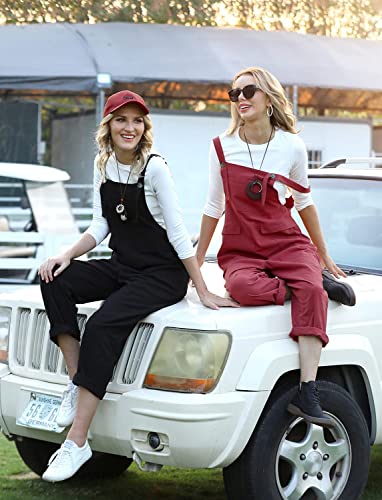YESNO Women's Dungarees Loose Casual Plus Size Lightweight Sleeveless Overall Long Jumpsuit Playsuit Trousers Pants Dungarees