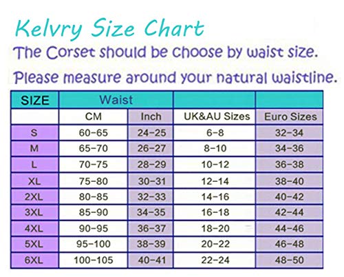 Kelvry Women's Gothic Satin Lace up Boned Bustier Corset Top with Suspenders