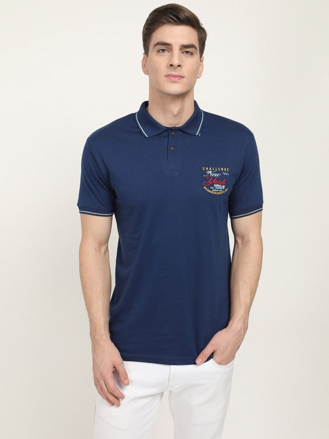 Men Half Sleeves Plain Polo Neck T-Shirt (Red)