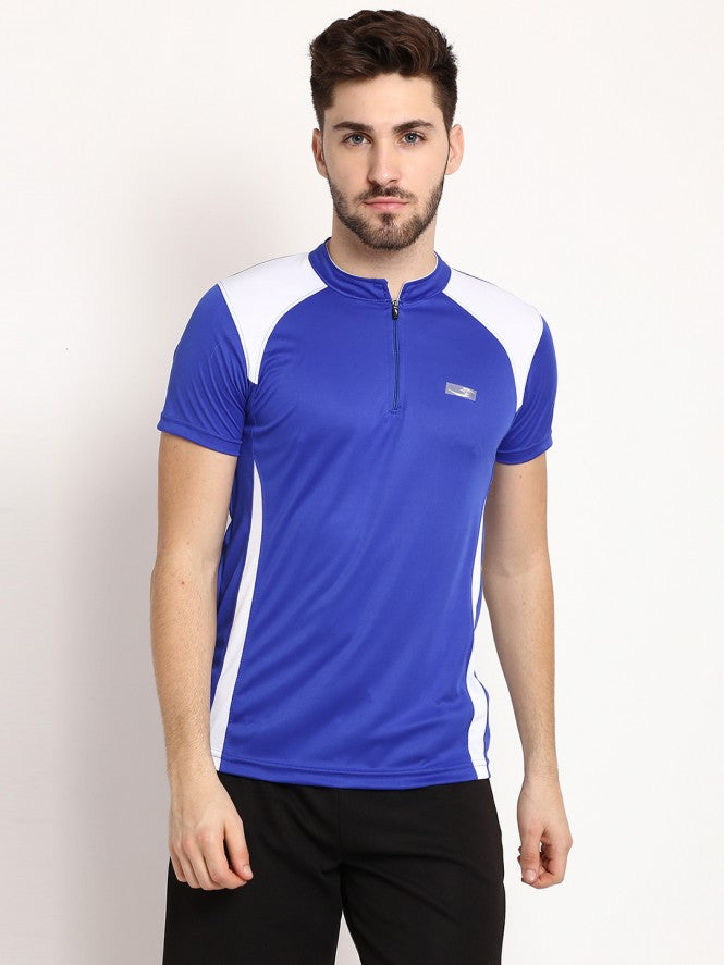 Men Drifit Color Blocked Half Sleeves T-Shirt (Navy Blue)