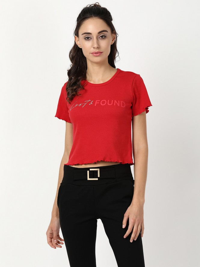 Women Hosiery Crop Top (Peach)