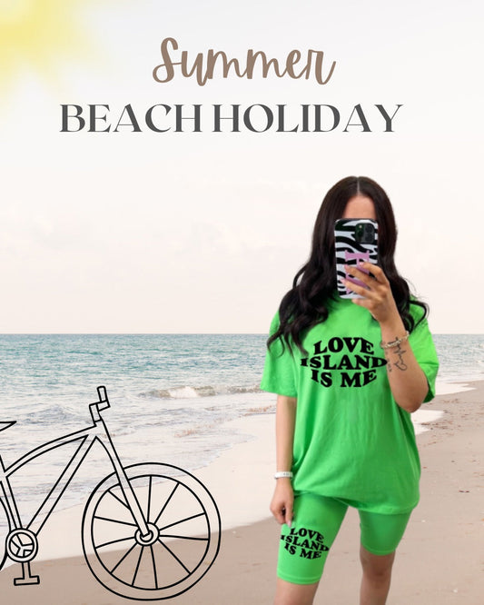 YOUR LOVE ISLAND - GREEN BAGGY TOP & CYCLING FIT SHORTS