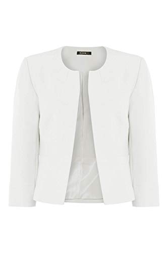 Roman Originals Cropped Bolero Jacket Shrug for Women UK Ladies Jacquard Tailored Fitted Blazer Round Collar Smart Work Formal Evening Wedding Guests Short 2 Pockets