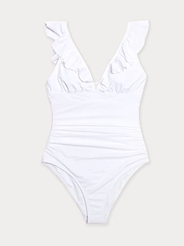 CUPSHE Women One Piece Swimsuit Ruffled Lace Up Beach Swimwear Tummy Control Swimming Costume Bathing Suit