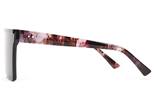 FEISEDY Oversized Flat Top Shield Sunglasses for Women Square Sunglasses Mens UV400 Protection Mirror Rimless Shades
