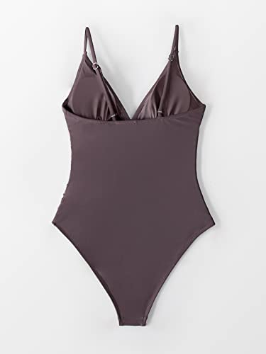 CUPSHE Women Swimsuit One Piece V Neck Tummy Control Ruched Front Low Back Bathing Suit Swimwear