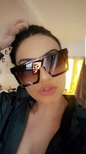 FEISEDY Oversized Flat Top Shield Sunglasses for Women Square Sunglasses Mens UV400 Protection Mirror Rimless Shades