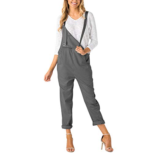 Runstarshow Womens Summer Casual Spaghetti Strap Sleeveless Baggy Jumpsuit Dungarees Wide Leg Loose Overalls Rompers