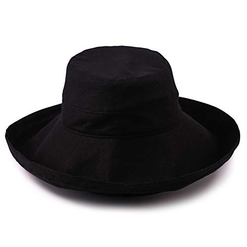 Anycosy Cotton Bucket Hat Women Summer Outdoor Floppy Sun Cap Packable with Big Wide Brim