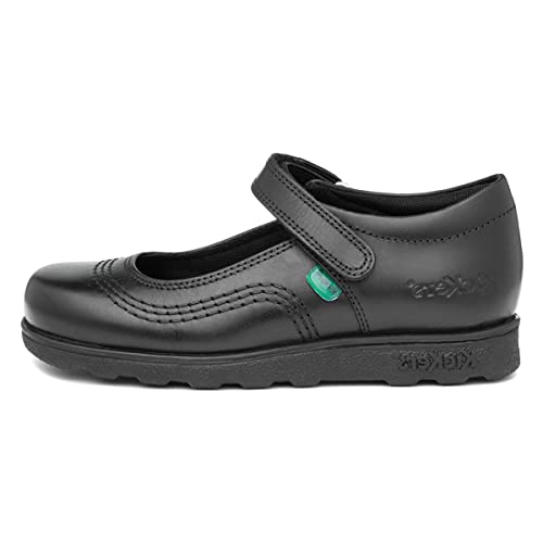 Kickers Fragma Girls Black Leather School Shoe