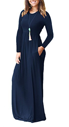 HAOMEILI Women's Casual Short/Long Sleeve Maxi Dress with Pockets