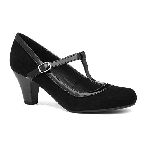 Lilley Vicky Womens Black Faux Suede Court Shoe