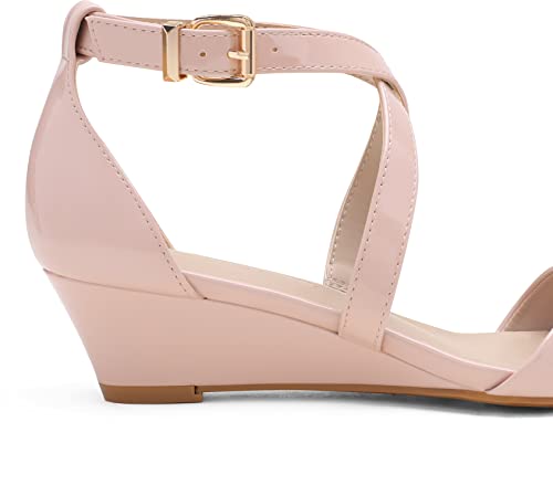 DREAM PAIRS Women's Elastica Ankle Strap Sandals Low Wedge Open Toe Party Sandals Jones