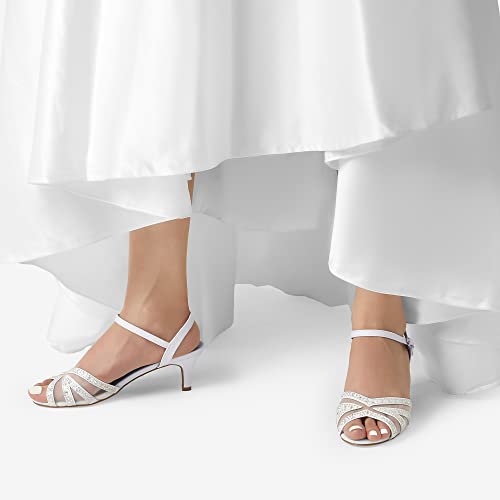 DREAM PAIRS Women's Heels Sandals Ankle Strap Peep Toe Low Kitten Dress Wedding Shoes