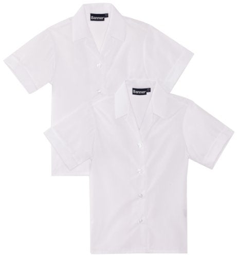 Blue Max Banner Girl's Revere Twin Pack Short Sleeve School Blouse