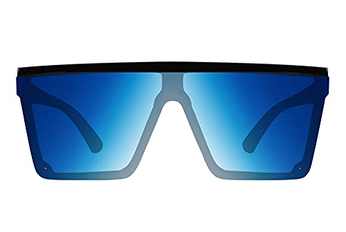 FEISEDY Oversized Flat Top Shield Sunglasses for Women Square Sunglasses Mens UV400 Protection Mirror Rimless Shades