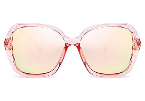 FEISEDY Oversized Polarised Square Sunglasses Sparkling Composite Large Frame Ladies Sunglasses Classic Womens Sunglasses