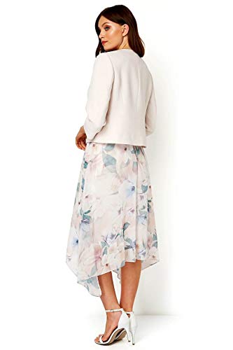 Roman Originals Cropped Bolero Jacket Shrug for Women UK Ladies Jacquard Tailored Fitted Blazer Round Collar Smart Work Formal Evening Wedding Guests Short 2 Pockets