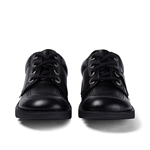 Kickers Unisex Kid's Kick Lo Leather School Shoes,BLACK PATENT