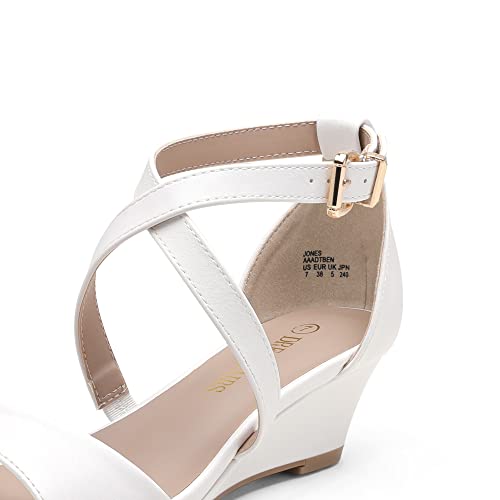 DREAM PAIRS Women's Elastica Ankle Strap Sandals Low Wedge Open Toe Party Sandals Jones