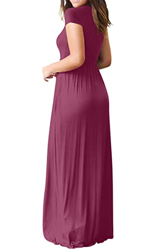 GRECERELLE Womens Maxi Dress Ladies' Summer Casual Short Sleeve Long Dresses with Pocket for Daily, Holiday, Travel, Maternity