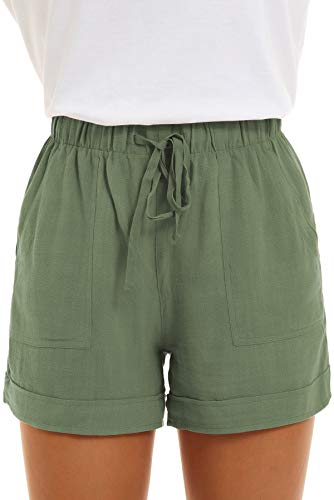 SMENG Ladies Shorts Size 16 Summer Solid Womens Shorts Workout Drawstring Shorts Lounge with Pockets Loose Casual Hot Pants