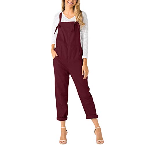 Runstarshow Womens Summer Casual Spaghetti Strap Sleeveless Baggy Jumpsuit Dungarees Wide Leg Loose Overalls Rompers