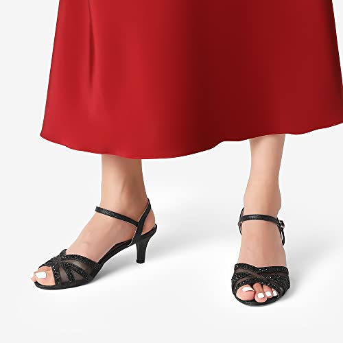 DREAM PAIRS Women's Heels Sandals Ankle Strap Peep Toe Low Kitten Dress Wedding Shoes