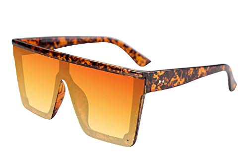 FEISEDY Oversized Flat Top Shield Sunglasses for Women Square Sunglasses Mens UV400 Protection Mirror Rimless Shades