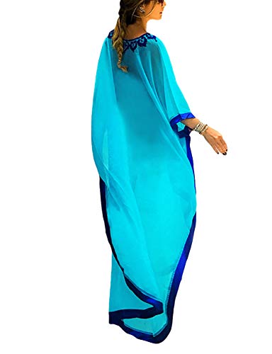 Bsubseach Chiffon Print Shirt Dress Beach Cover Up Loose Turn Down Collar Long Sleeve Bikini Kaftan Cover Ups for Swimwear Women