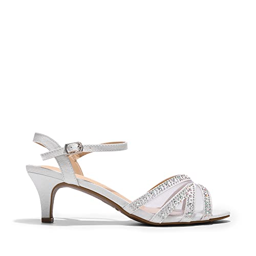 DREAM PAIRS Women's Heels Sandals Ankle Strap Peep Toe Low Kitten Dress Wedding Shoes