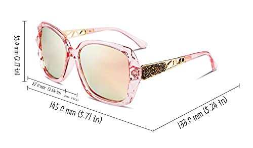 FEISEDY Oversized Polarised Square Sunglasses Sparkling Composite Large Frame Ladies Sunglasses Classic Womens Sunglasses