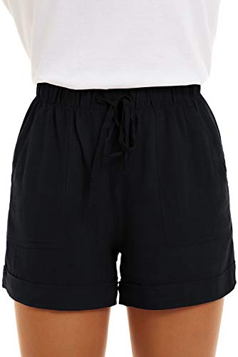 SMENG Ladies Shorts Size 16 Summer Solid Womens Shorts Workout Drawstring Shorts Lounge with Pockets Loose Casual Hot Pants