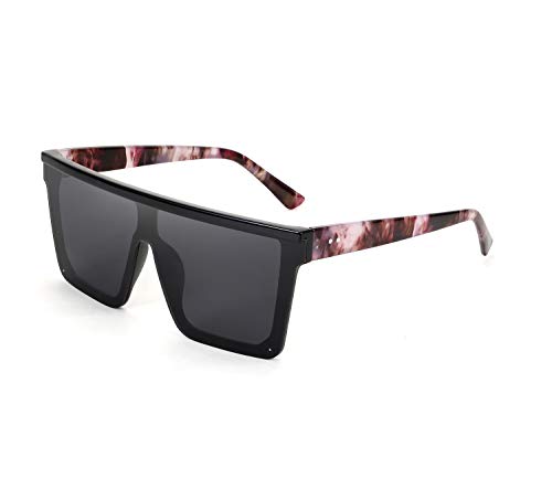 FEISEDY Oversized Flat Top Shield Sunglasses for Women Square Sunglasses Mens UV400 Protection Mirror Rimless Shades