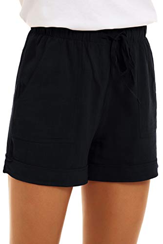 SMENG Ladies Shorts Size 16 Summer Solid Womens Shorts Workout Drawstring Shorts Lounge with Pockets Loose Casual Hot Pants