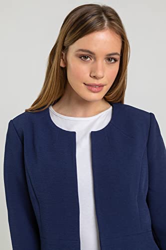 Roman Originals Cropped Bolero Jacket Shrug for Women UK Ladies Jacquard Tailored Fitted Blazer Round Collar Smart Work Formal Evening Wedding Guests Short 2 Pockets