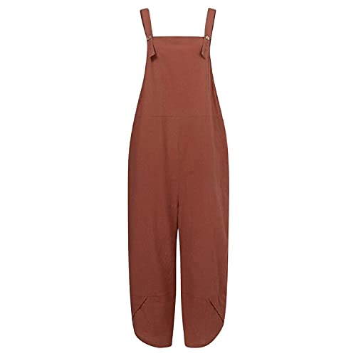 Runstarshow Womens Summer Casual Spaghetti Strap Sleeveless Baggy Jumpsuit Dungarees Wide Leg Loose Overalls Rompers