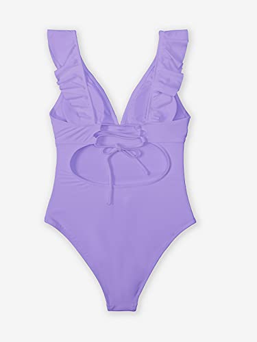CUPSHE Women One Piece Swimsuit Ruffled Lace Up Beach Swimwear Tummy Control Swimming Costume Bathing Suit