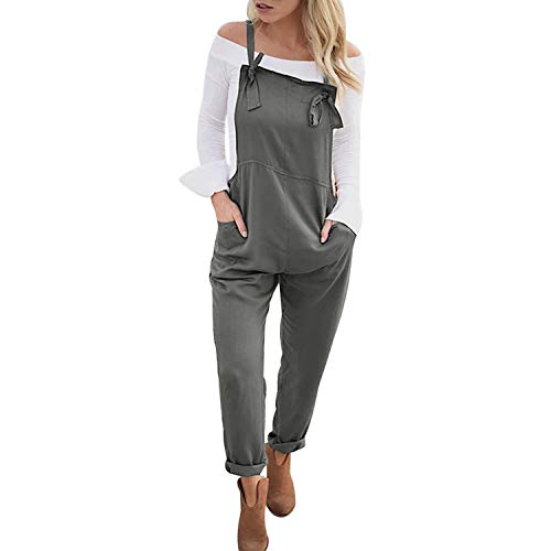 Runstarshow Womens Summer Casual Spaghetti Strap Sleeveless Baggy Jumpsuit Dungarees Wide Leg Loose Overalls Rompers