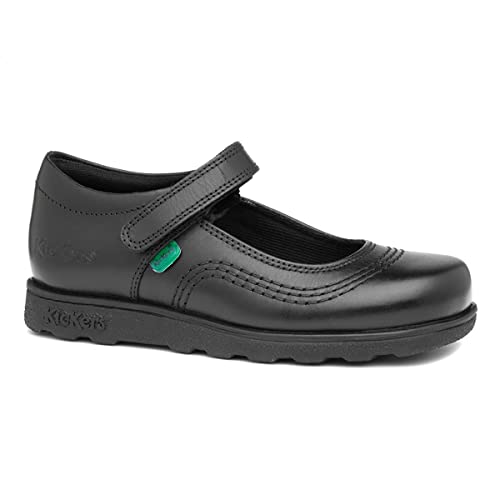Kickers Fragma Girls Black Leather School Shoe
