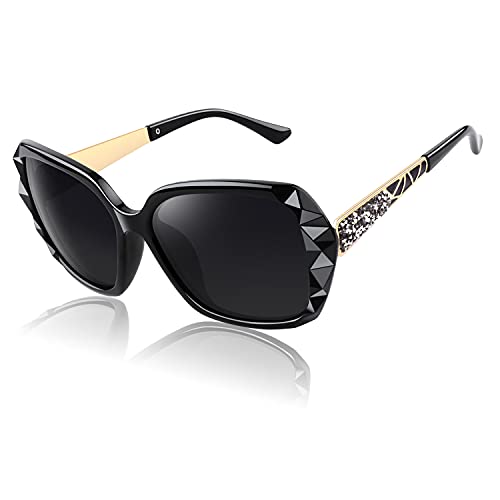 CGID Sunglasses Womens Ladies Polarised Retro Designer Sun Glasses Brown Big Frame Oversized Shades UV Protection Goggles