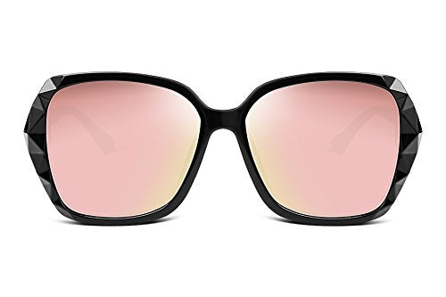 FEISEDY Oversized Polarised Square Sunglasses Sparkling Composite Large Frame Ladies Sunglasses Classic Womens Sunglasses