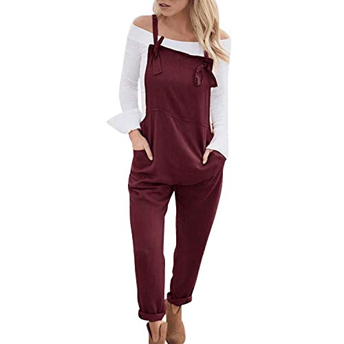 Runstarshow Womens Summer Casual Spaghetti Strap Sleeveless Baggy Jumpsuit Dungarees Wide Leg Loose Overalls Rompers