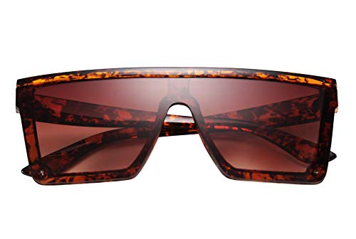 FEISEDY Oversized Flat Top Shield Sunglasses for Women Square Sunglasses Mens UV400 Protection Mirror Rimless Shades